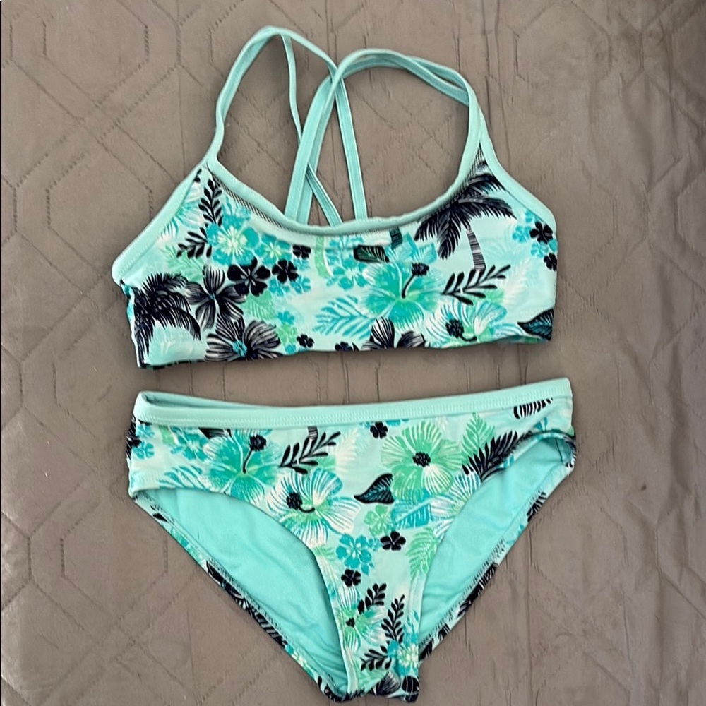 ZeroXposur Girl's Green and Black Bikini Set Swimwear Girl's Size 10